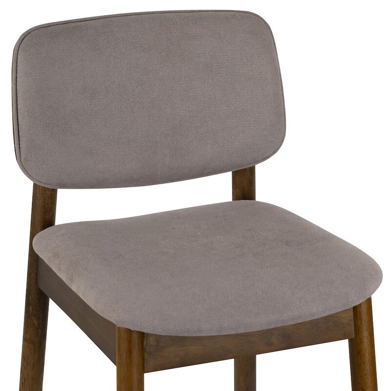 Glamour Home Set of 2 Azura Gray Fabric Counter Stool with Walnut Wood Legs