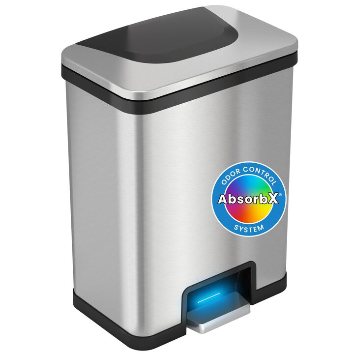 iTouchless 13 Gallon AutoStep Stainless Steel Pedal Sensor Trash Can