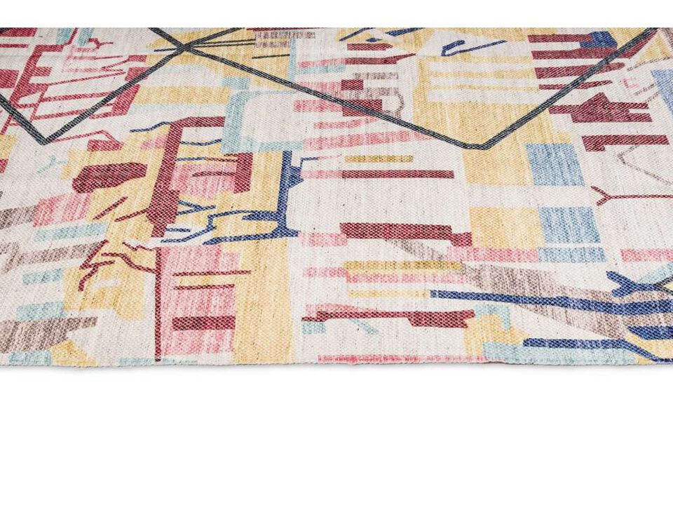 Izzie Red Yellow and Blue Abstract Tribal PET Rug