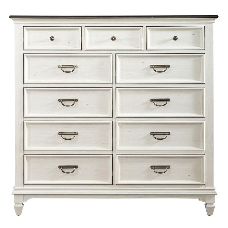 Liberty Furniture Allyson Park 11 Drawer Chesser in Wirebrushed White w/ Charcoal Top image number 1