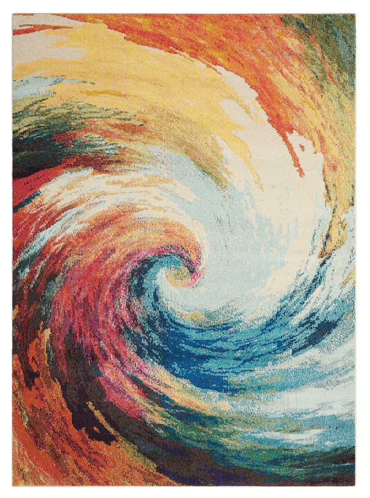 4 X 6 Wave Abstract Power Loom Non Skid Area Rug
