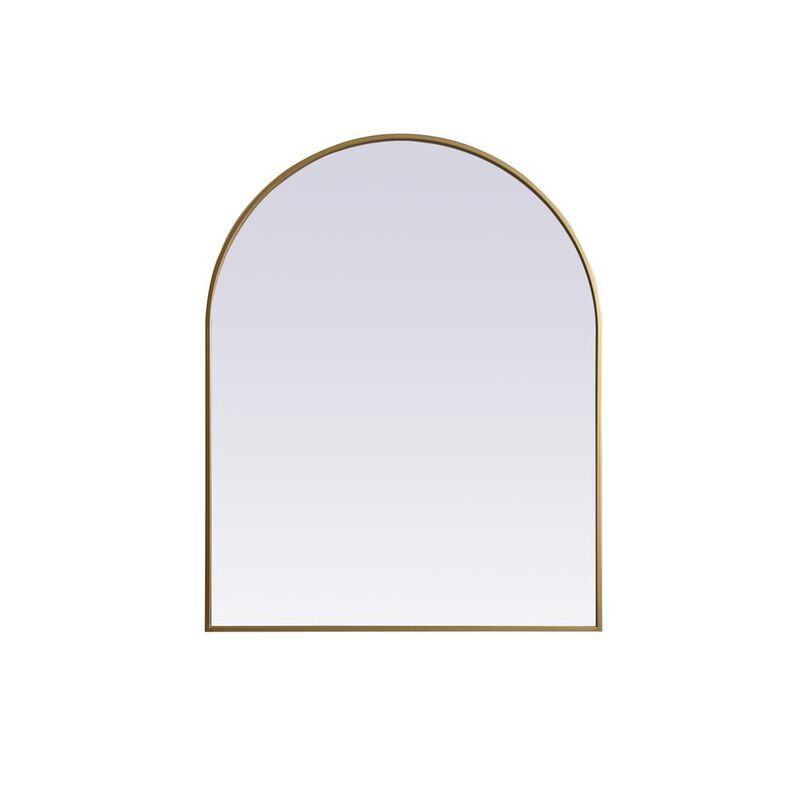 Elegant Decor Metal Frame Arch Mirror 33x42 Inch in Brass