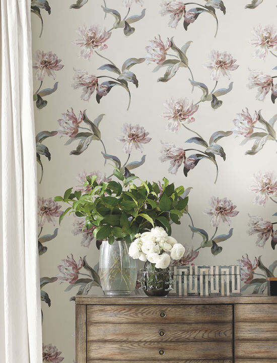 Large Parrot Tulip Neutral Peel & Stick Wallpaper (Set of 2)