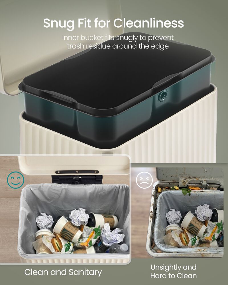 50 Liter Stainless Steel Trash Can with Lid Removable Inner Bucket image number 4