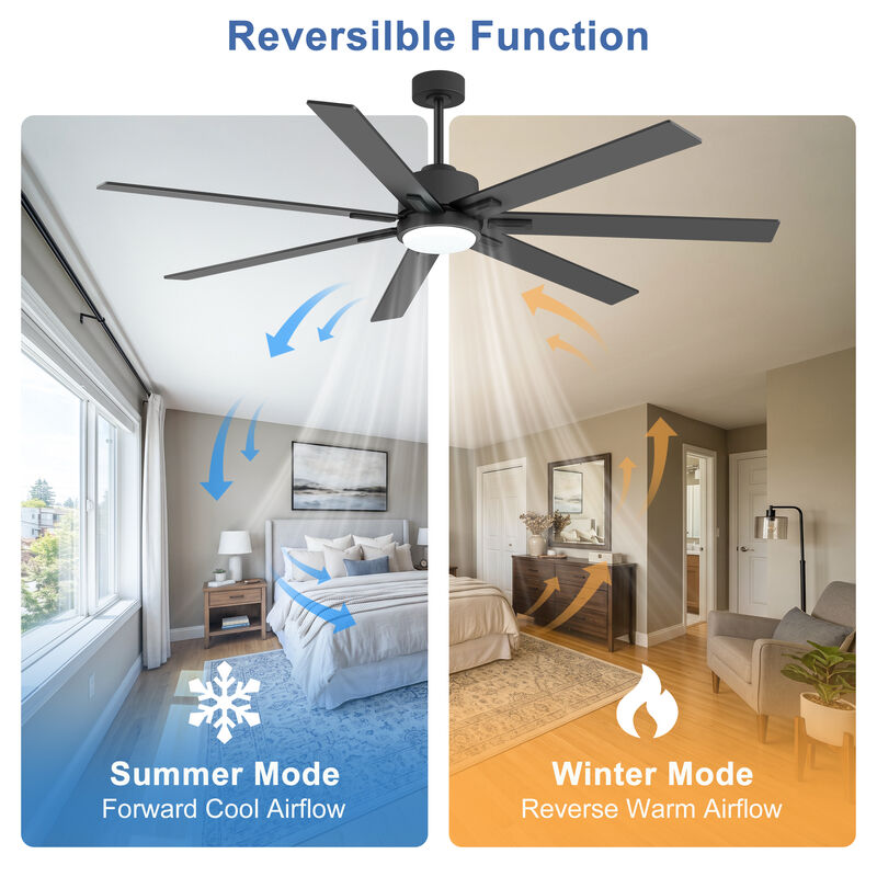 Breezary 72 in Ceiling Fan with Light, 7 Plywood Blades, Dimmable PMMA Shade, Quiet Reversible DC Motor image number 6