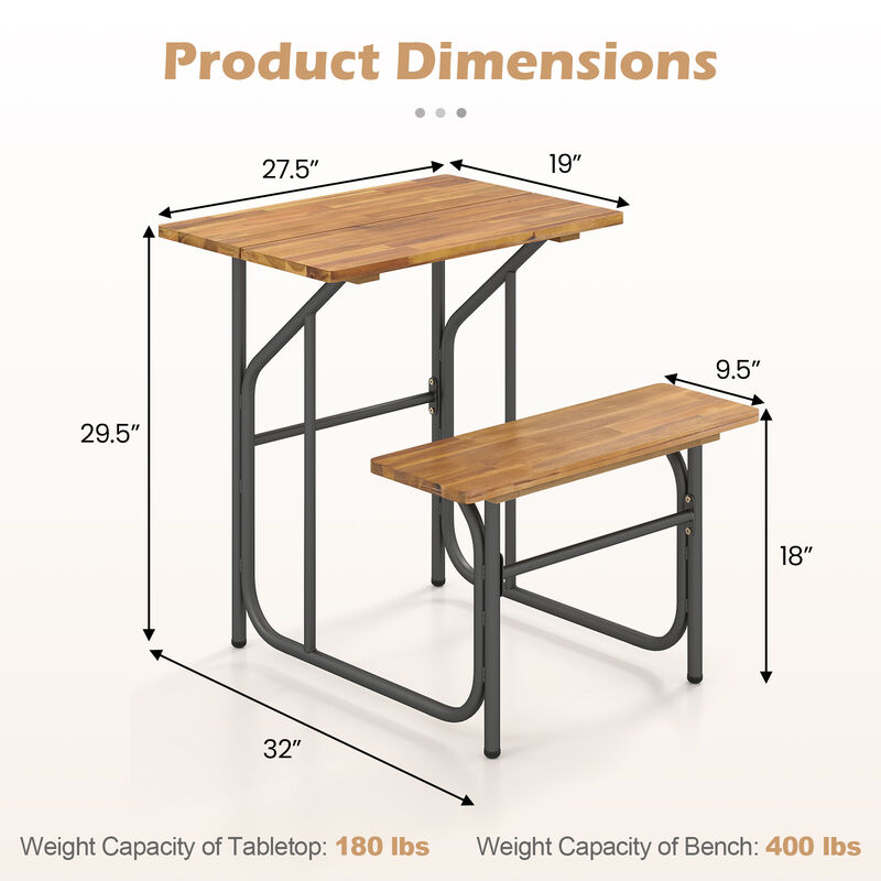 Outdoor Acacia Wood One-Side Picnic Table with Bench Seating image number 2