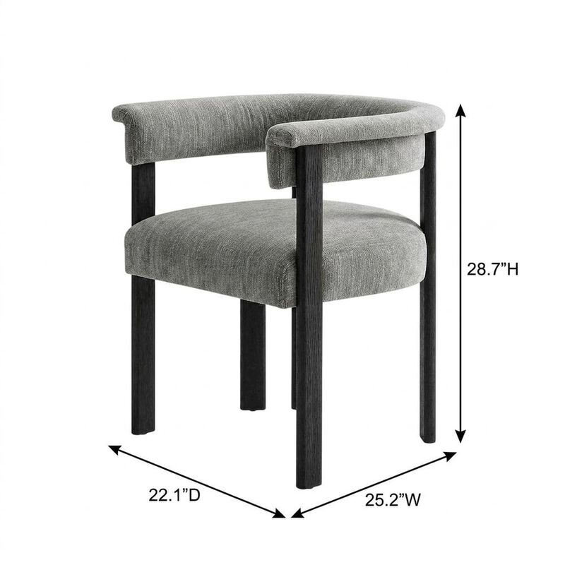 Fabric Upholstered Barrel Dining Chairs, Heathered Weave Ivory Black, Set of 2 image number 2