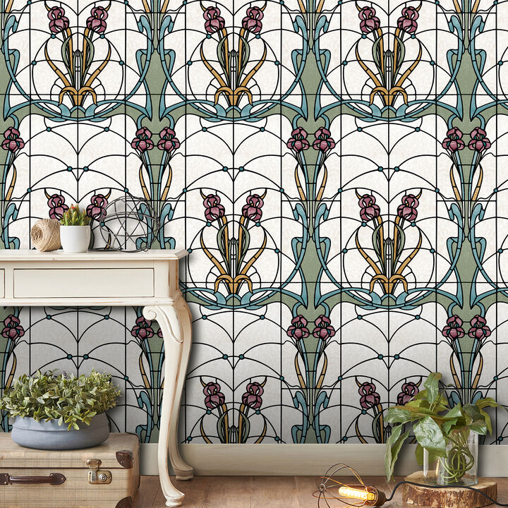 Floral Stained Glass Wallpaper