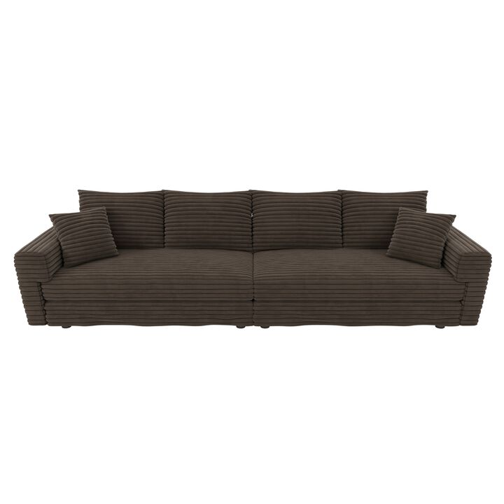 Whisen 102.4" 4-Seat Plush Corduroy Sofa, Convertible Deep Seat Lounge Chair for Apartment