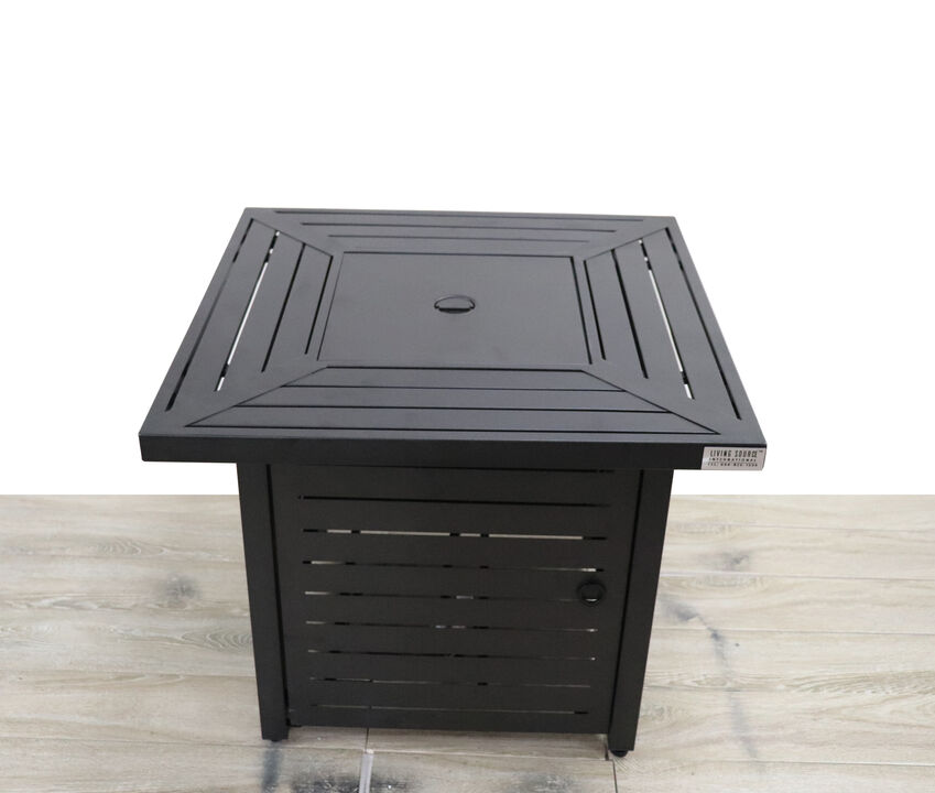 Living Source International 25'' x 30'' Rectangle Fire Pit Table with Hidden Fuel Tank Black CM-0124