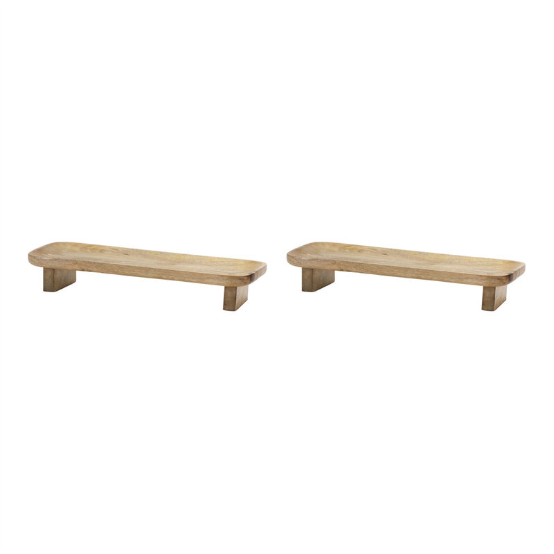 HomeRoots Set of Two Natural Solid Wood Riser Trinket Tray image number 0