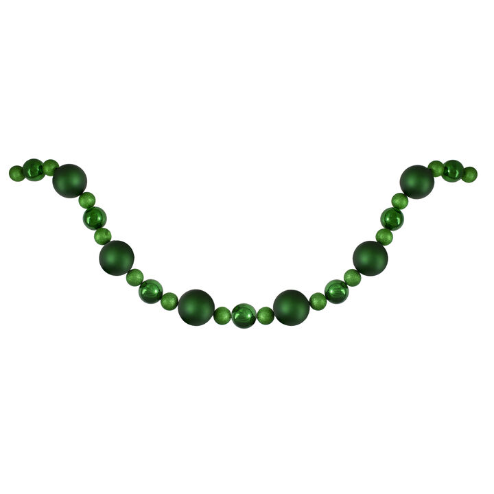 6&rsquo; Green Shatterproof Ball Artificial Christmas Garland - Unlit