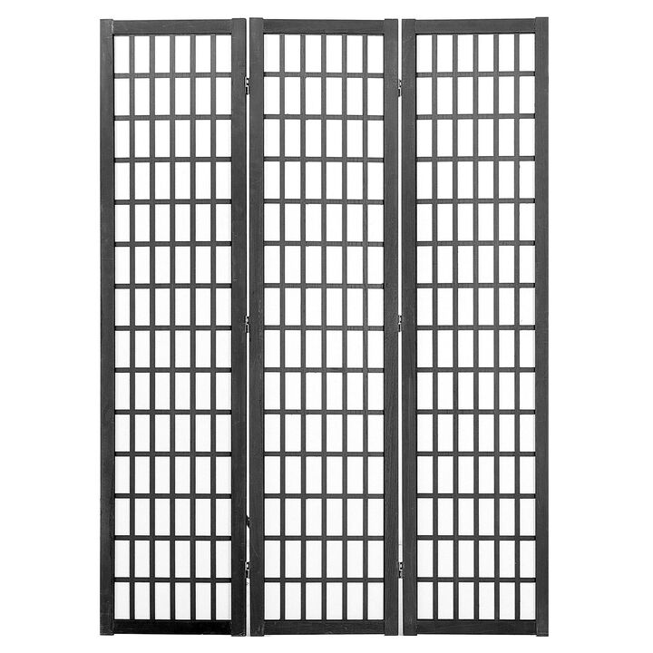 3-Panel Room Divider Screen, Freestanding Wooden Folding Privacy Partition
