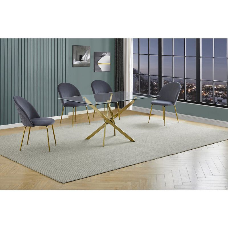 Best Quality Furniture 5 piece dining set- Rectangular dining table with 4 Dark grey side chairs