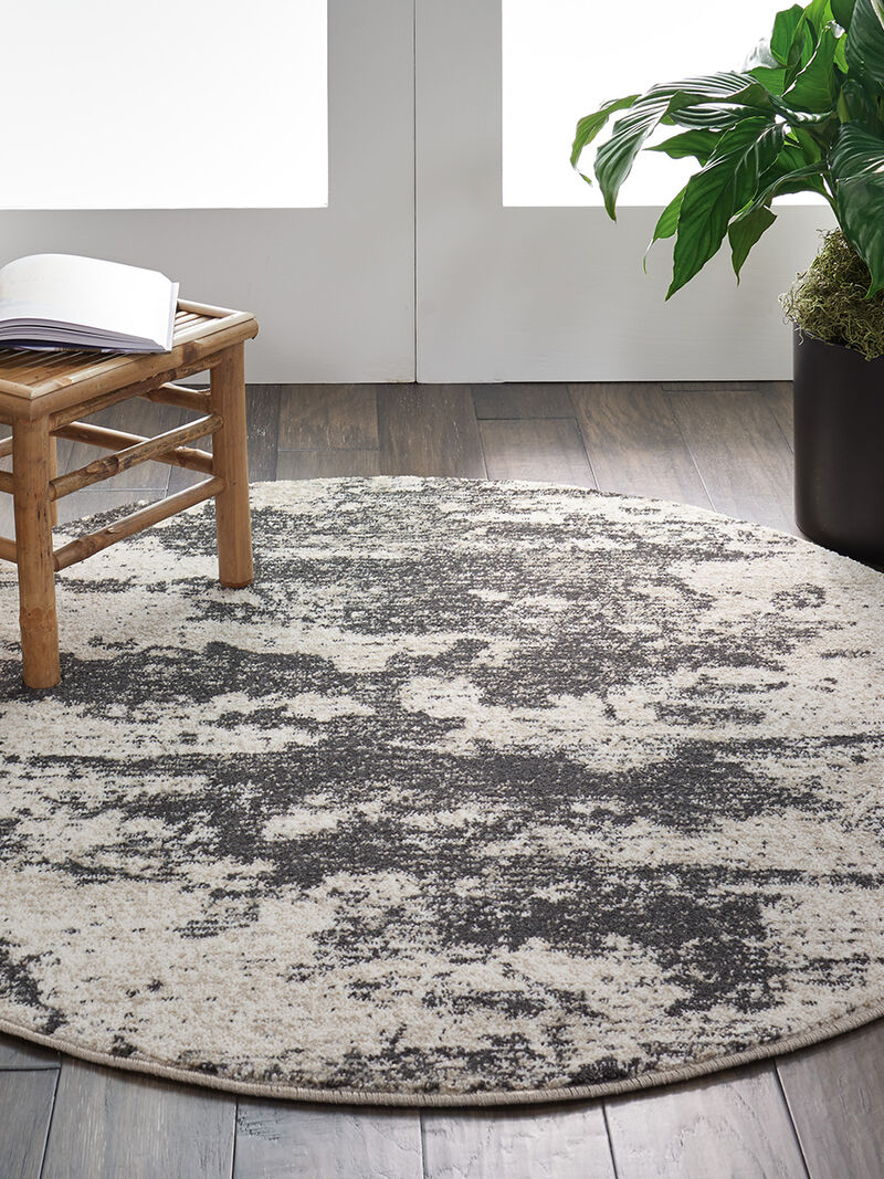 Maxell MAE07 Ivory/Gray 5'3" x Round Rug