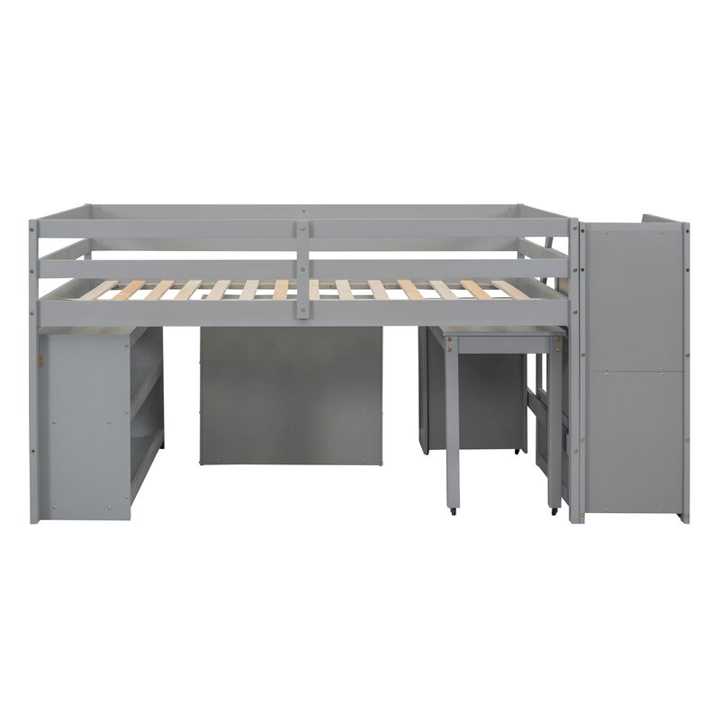 Merax Loft Bed with Writing Desk and 3 Drawers