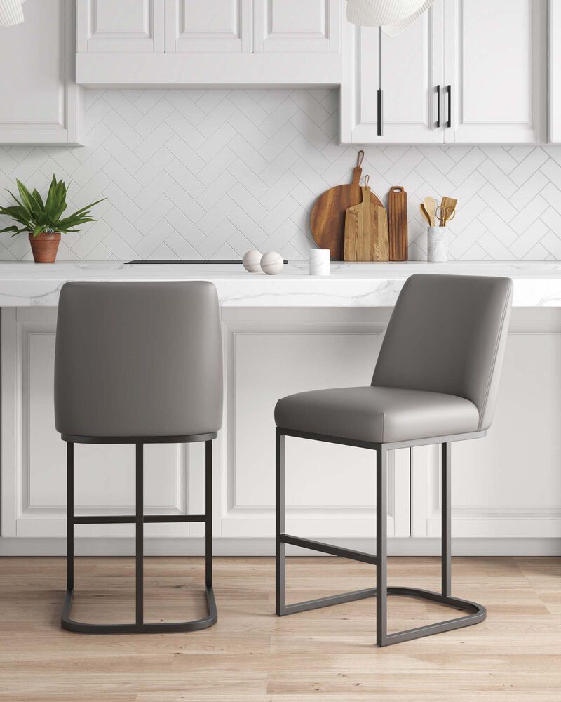 Serena Dark Gray Counter Stools (Set of 2)