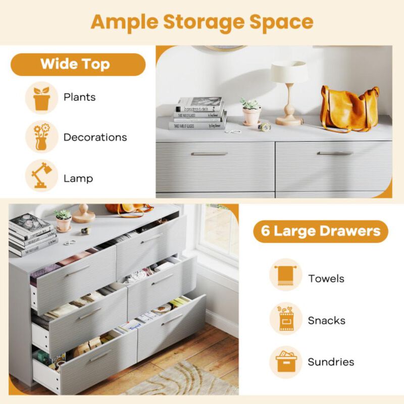 Hivvago 6 Drawer Storage Cabinet with Metal Legs Handles with Anti-Toppling Devices