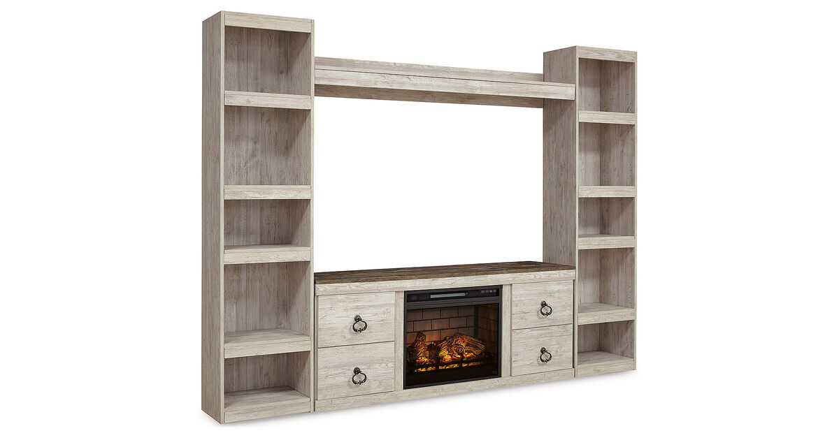 Willowton 4-Piece Entertainment Center with Electric Fireplace