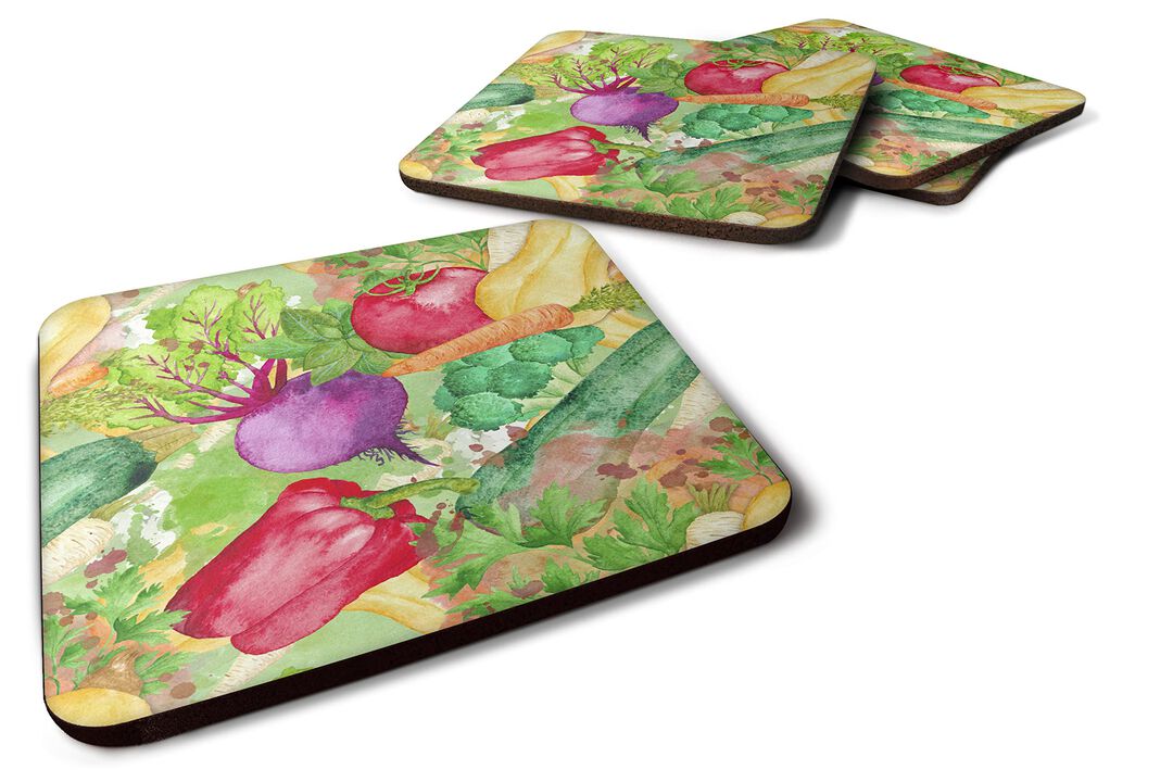 Caroline's Treasures Watercolor Vegetables Farm to Table Decorative coasters, 3.5, Multicolor