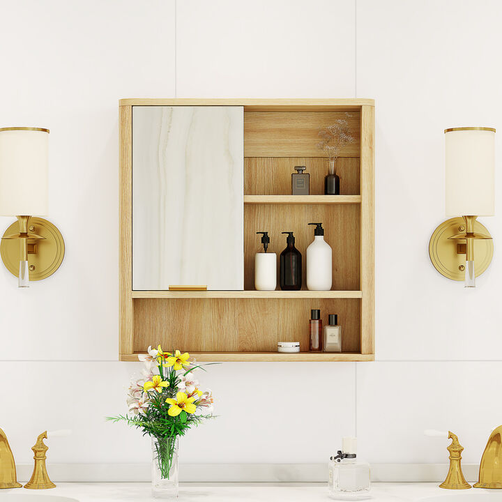 ELEMENT ACE Wall Mounted Bathroom Mirror Cabinet with Open Shelves Waterproof Medicine Cabinet Space Saving Vanity Organizer for Home & Bathroom Use