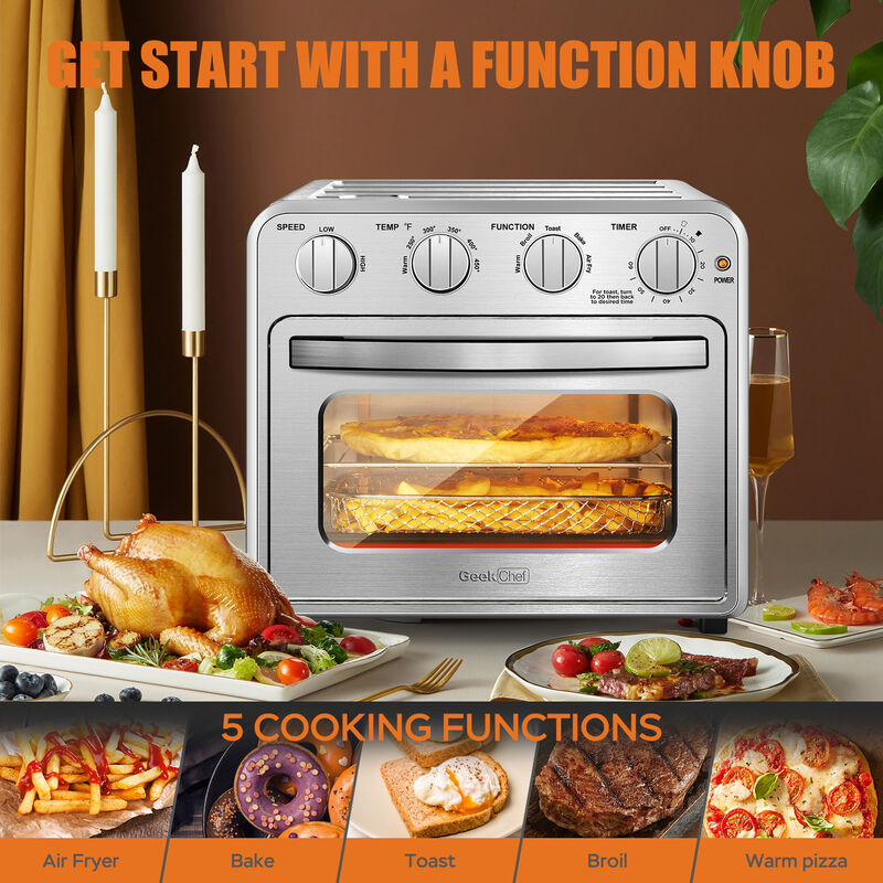 16 QT Air Fryer Toaster Oven Combo, 4 Slice Toaster Convection Oven Warm, Broil, Toast, Bake, Oil-Free image number 1
