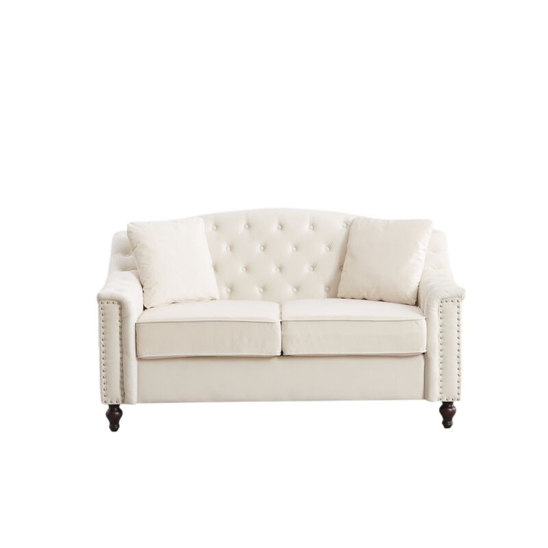 Frak 58.5" Velvet Chesterfield Loveseat image number 0