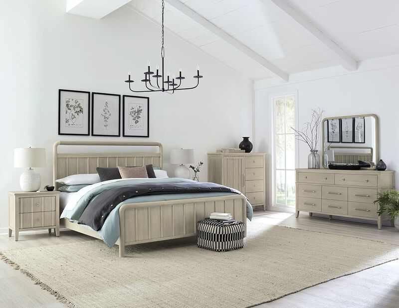 Camden Six Drawer One Door Oak Wood Chest in Chai