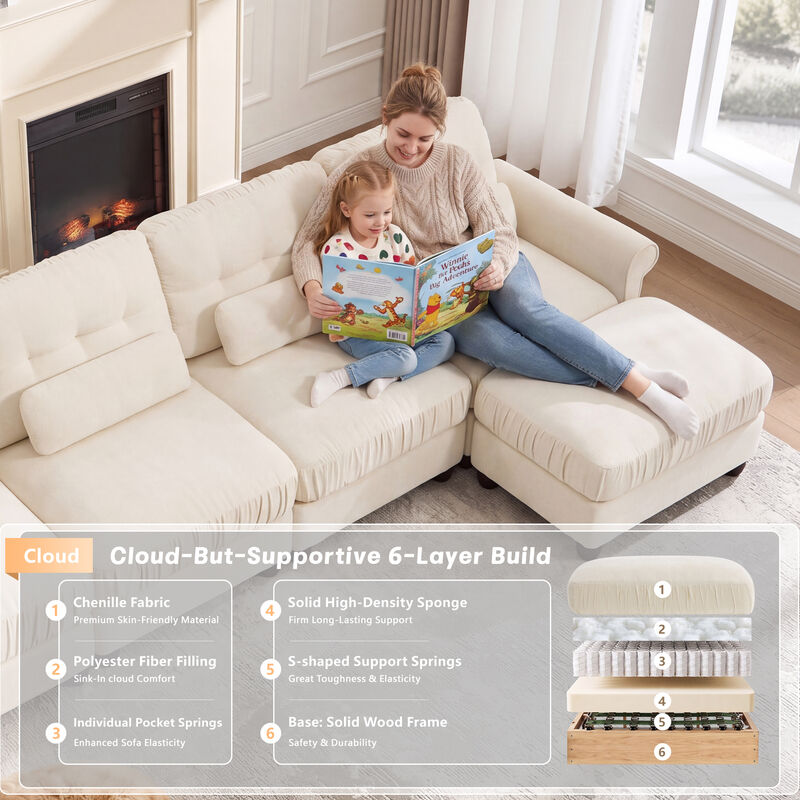 Toxmam Chenille 4‑Seat Modular Sectional Sofa image number 2