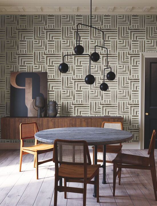 Painterly Labyrinth Warm Neutral Wallpaper (Set of 2)