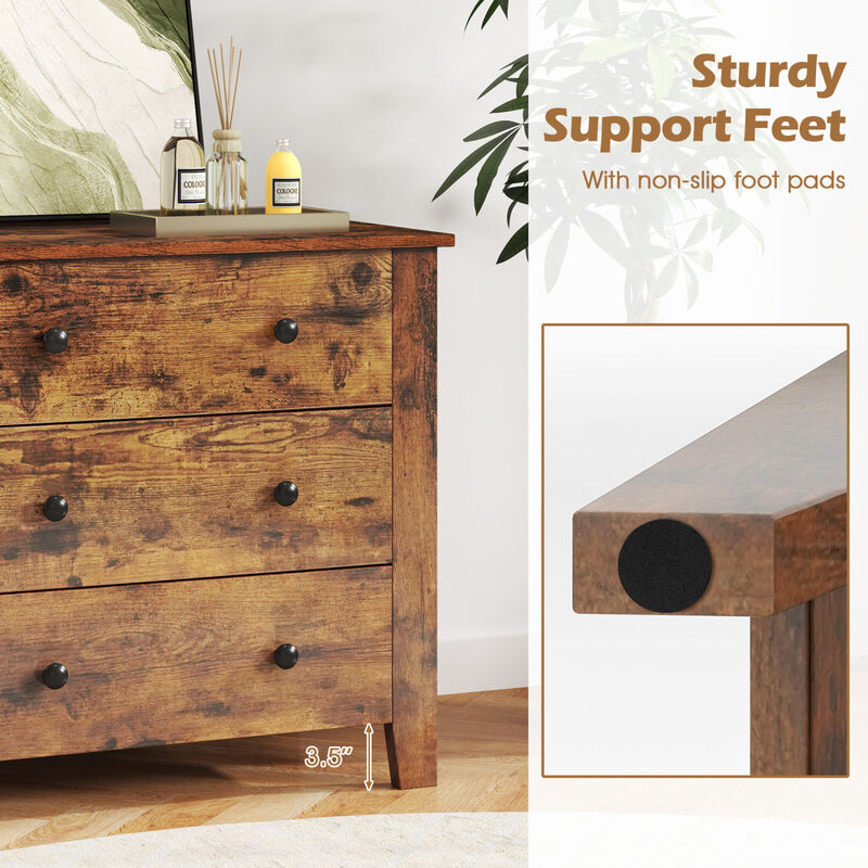 Set of 2 Bedroom Chest of 3-Drawers for Bedroom Storage-Brown image number 4