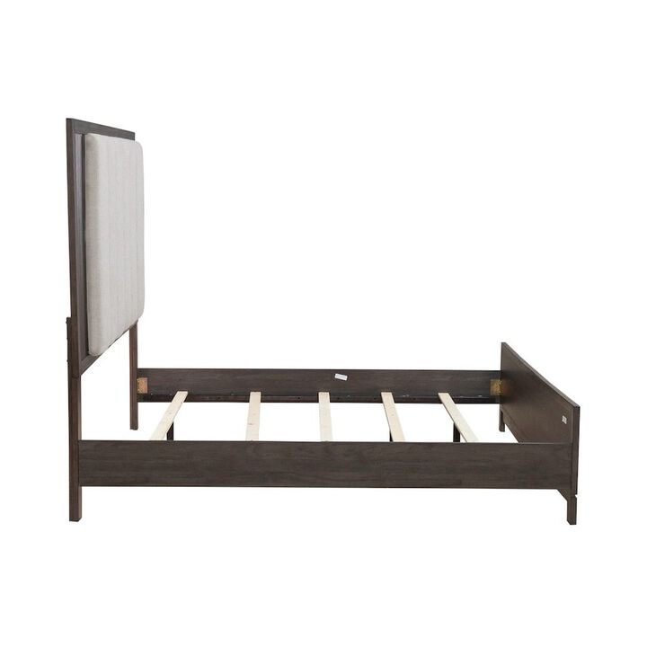 Liberty Furniture Modern Edge King Upholstered Bedframe for Bedroom - Caffe Brown