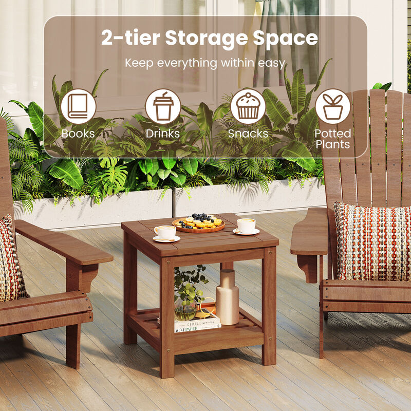 Patio Side Table, 2-Tier with Storage Shelf for Outdoor Use image number 3