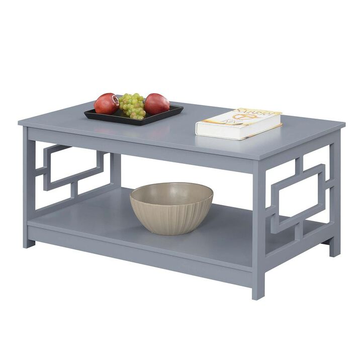 Convenience Concepts Town Square Coffee Table with Shelf, Gray