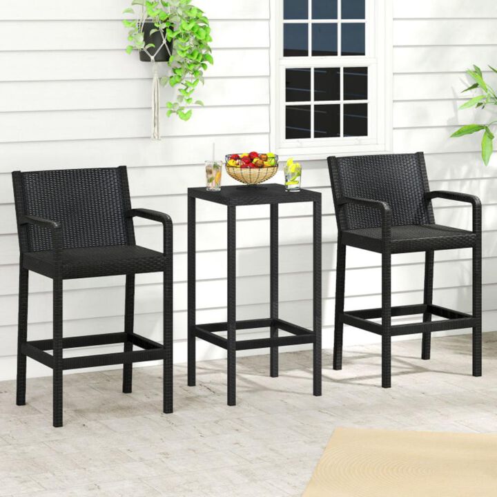 Hivvago 3 Pieces Patio Bar Set with 2 Stools and 1 Bar Table