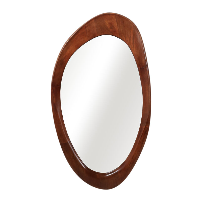 62x35 Organic Oval Wood Mirror image number 0