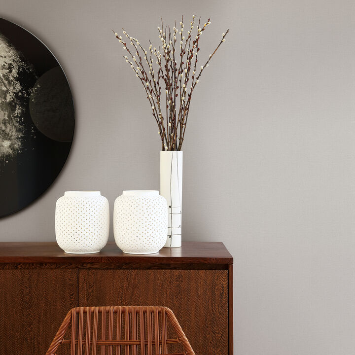 Meade Grey Fine Weave Wallpaper (Set of 2)