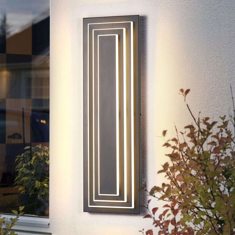 Black 1-Light Outdoor Sconce - 23.6 in. H, Hardwired with LED Bulbs (Set of 2) image number 7