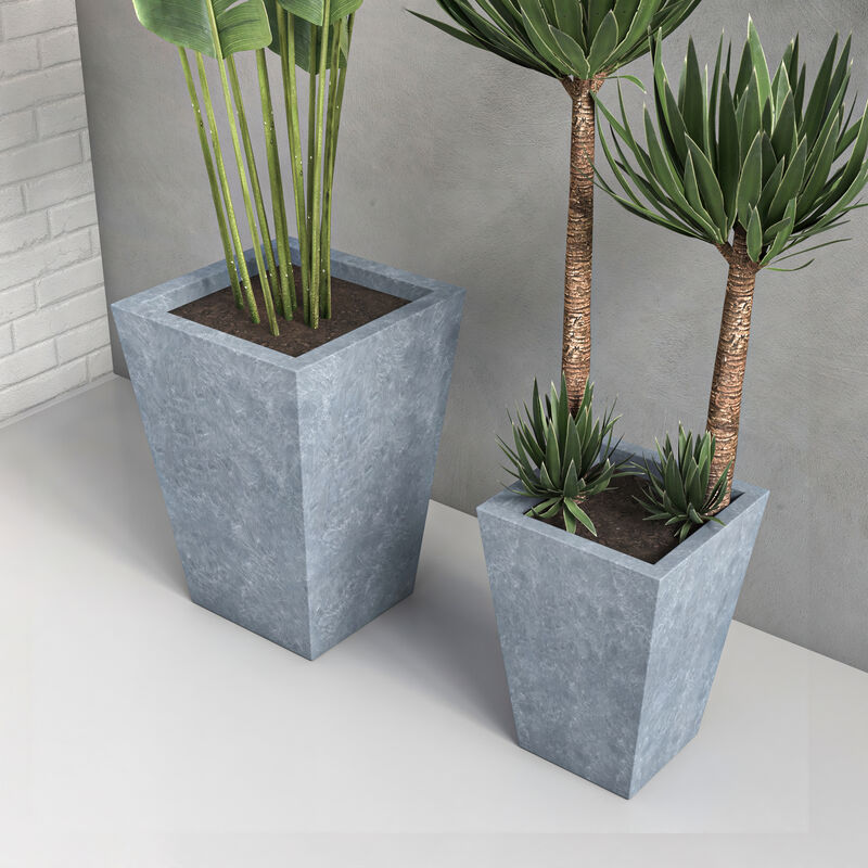 LeisureMod Serene Series Fiberstone and MgO Clay Planter Set