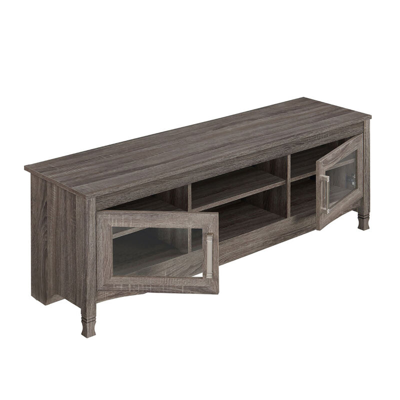 HomeRoots 53" Gray Wood Enclosed and Open Storage TV Stand image number 2