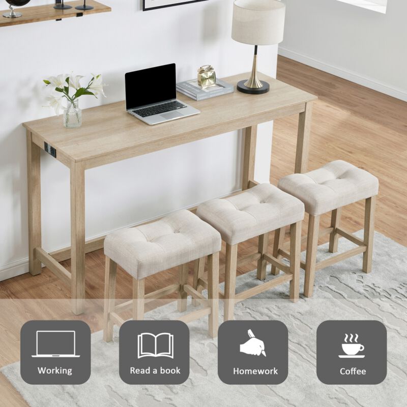 Kepfuf 4‑Piece Farmhouse Bar Table Set image number 3