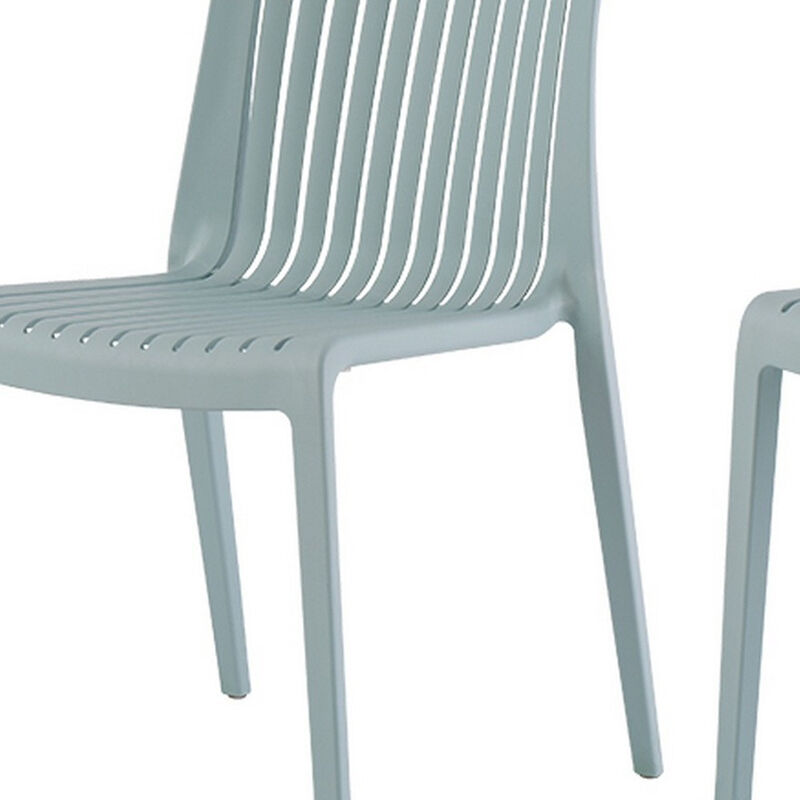HomeRoots Set of Two Baby Blue Heavy Duty Plastic Outdoor Stacking Accent Chairs image number 3