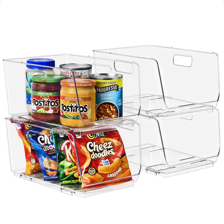 Sorbus Stackable Storage Bins Open Front - Clear Stackable Storage Bins - Pantry Bins for Storage and Organization - Acrylic Sta