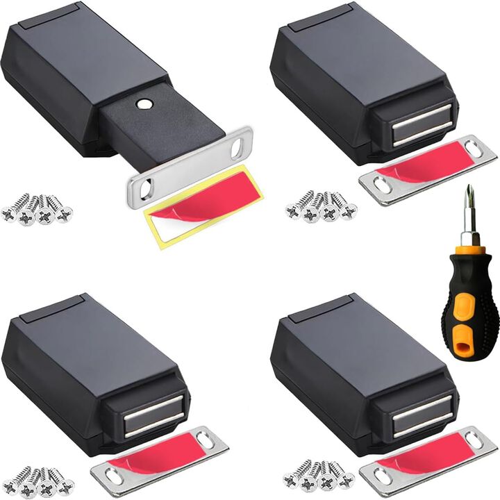 Magnetic Push to Open Cabinet Hardware CBRIVE 4Pack Heavy Duty Push Latch & Lock for Hidden Door Touch Latches and Catch Magnet