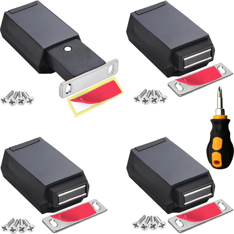 Magnetic Push to Open Cabinet Hardware CBRIVE 4Pack Heavy Duty Push Latch & Lock for Hidden Door Touch Latches and Catch Magnet