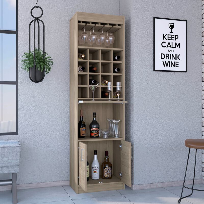 Being Kava Bar Cabinet, Double Door, Two Shelves, Sixteen Built-in Wine Rack -Black