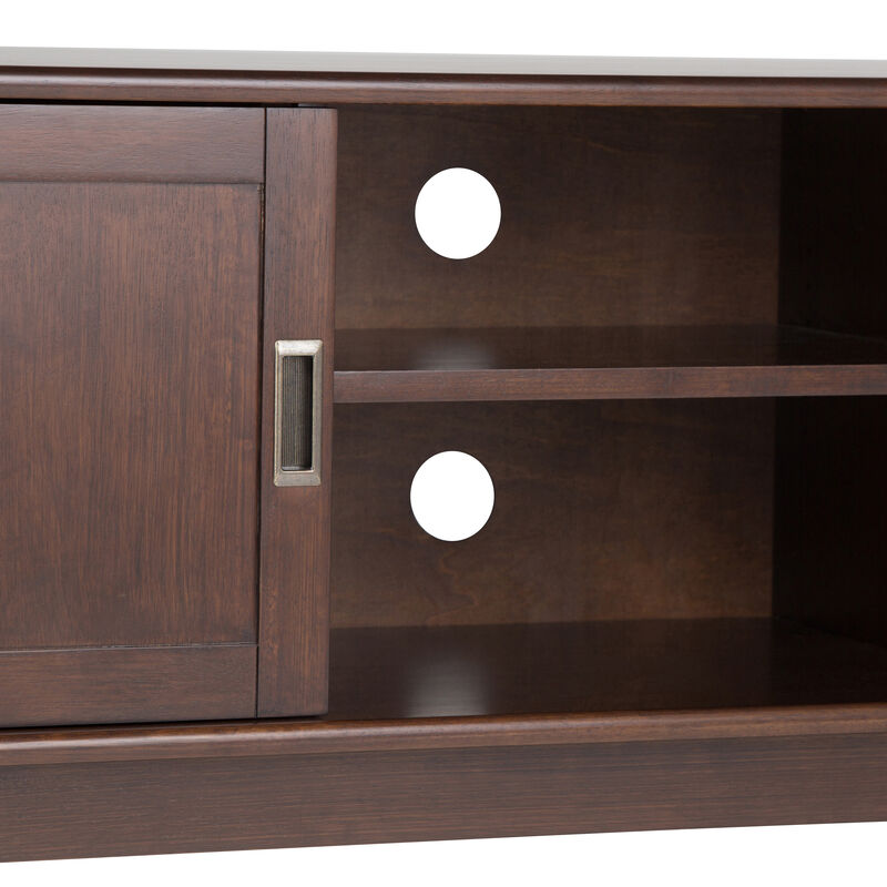 Draper SOLID HARDWOOD 60 inch Wide Mid Century Modern TV Media Stand in Medium Auburn Brown For TVs up to 65 inches