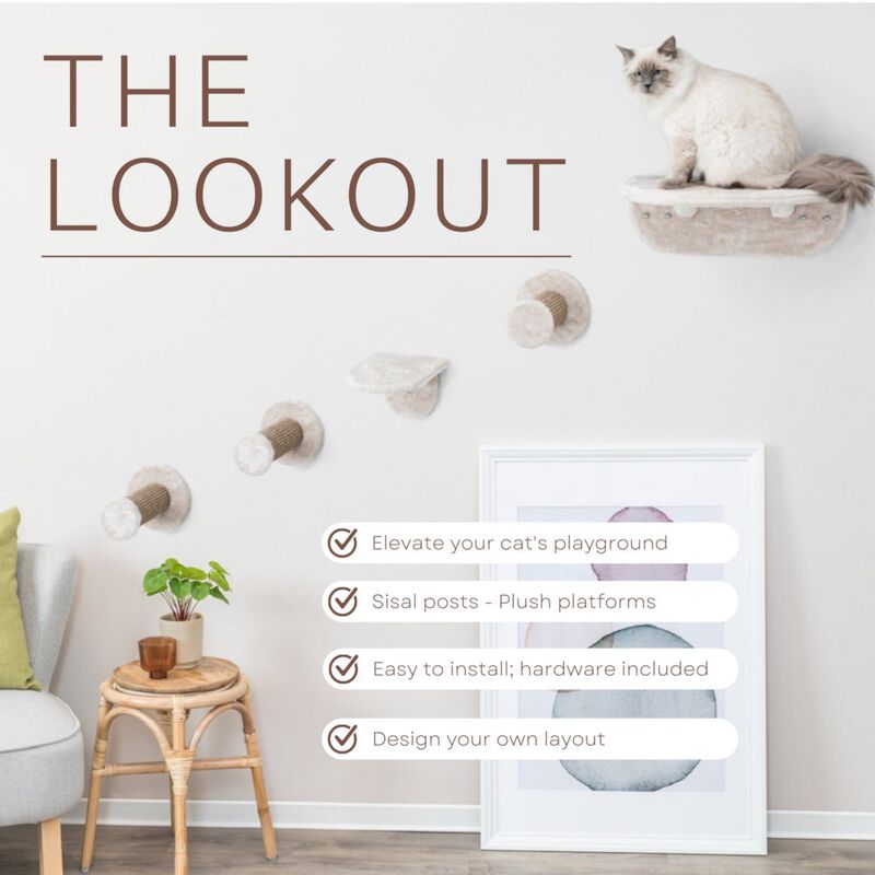 TRIXIE Plush & Sisal Cover Cat Perch with Steps Hammock & Condo, 5 Piece Set image number 2