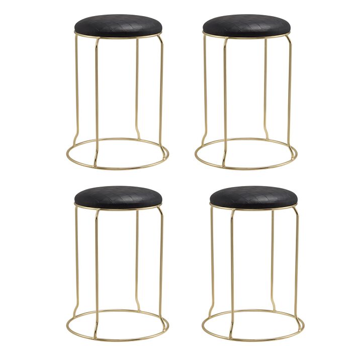 Kings Brand Furniture Carmilla Upholstered Counter Height Stool - Bar Stools Set of 4 for Kitchen 18.75"