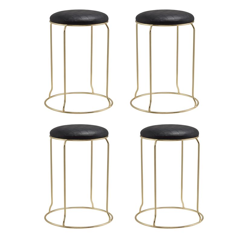Kings Brand Furniture Carmilla Upholstered Counter Height Stool - Bar Stools Set of 4 for Kitchen 18.75"